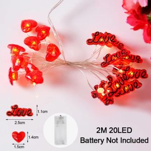 YESPERY 2M 20LED Love Heart String Lights Valentines Day Romantic Decoration Fairy Lights Garland For Wedding Home Decor Valentines Gift