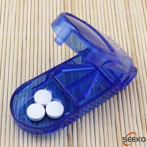 Seeko Square Round Transparent Pill or Tablet Cutter with Medicine Storage