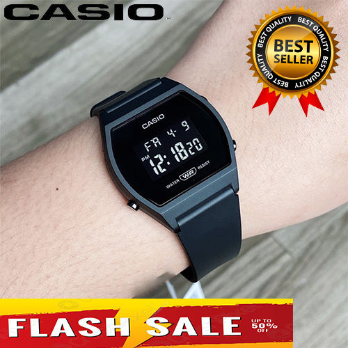 Casio LW 204 Water Proof All Black Rubber Strap Watch for Women