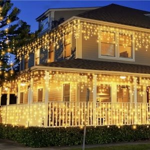 96L/200L Outdoor Waterproof LED Curtain Lights Super Bright Ice Tube Waterfall Lights for Garden Party Christmas Decoration Plug-in Commercial Use