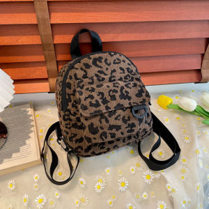 New womens bag with leopard print multi-purpose shoulder crossbody and backpack design corduroy large-capacity bag niche corduroy style