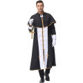 ชุดบาทหลวงผู้ใหญ่ยุคกลางสำหรับผู้ชายศาสนาคริสต์นิกายคาทอลิกเสื้อคลุมบาทหลวงวันฮาโลวีนอีสเตอร์คอสเพลย์พ่อชุดคอสตูมจีซัส. 