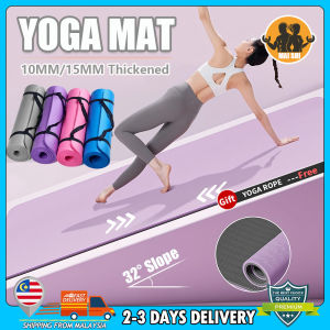 10/15MM Yoga Mat Anti Slip Exercise Mat Tikar Senaman Fitness NBR Yoga Mat Extra Thicken 183cm Tikar Yoga Tebal Dancing Mat