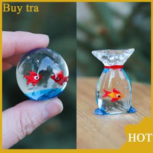 [Buytra] Handcrafted Glass Pocket Fish Figurine Mini Pocket Fish Ornaments Vibrant Glass Fish Desktop Decoration Home Office Decor