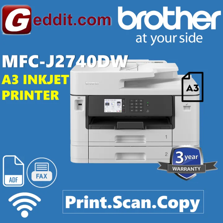 BROTHER MFC-J2740DW A3 INK-BENEFIT PRINTER (PRINT/SCAN/COPY/FAX/WIRELESS/AUTO 2-SIDED PRINT) (REPLACEMENT FOR J2730 J2730DW MFCJ2730DW) - J2740 J2740DW