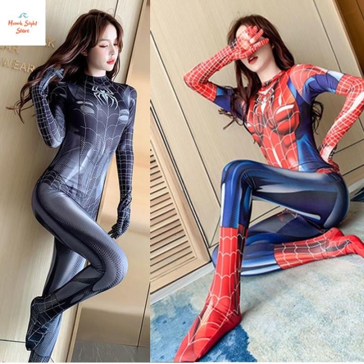 She Black Venom Jumpsuit Spider-Woman Bodysuit Spandex Cosplay