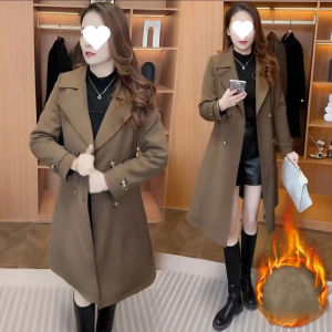 Petite Padded Long Womens Fashionable Slim Trench Coat