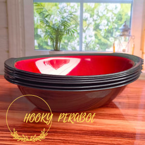 6 mangkuk ramen merah lonjong jumbo lebar 24 cm tinggi 8 cm mangkuk sayur tahan panas