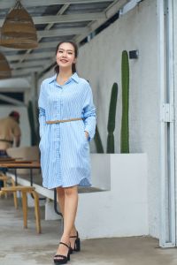 Hannah Kemeja NAURA XXL TUNIK Salur Jumbo Size (N14) Katun