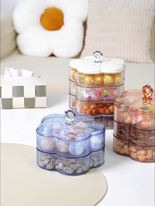 2 Tiers Floral Tray Plastic Serving Dish For Candy Fruits Nut Home Kitchen Decoration Durable Storage Container