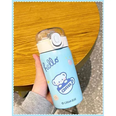 กระติกน้ำเด็กเก็บอุณหภูมิร้อนเย็น 450ml. มีหลอดดูด พร้อมตัวเลขบอกอุณหภูมิ ดิจิตอล