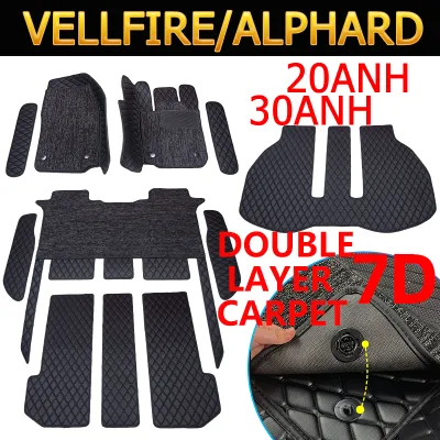 7D Carpet Toyota Vellfire & Alphard Mat AH40(2024-PRE) AGH30(2015-2023) ANH20(2008-2014) Karpet Lantai Kereta 2Layers PU Leathe With Coil Mat 7 seaters and 8eaters