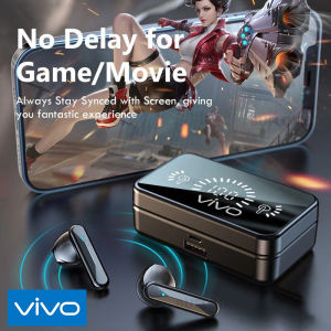 ♥ SFREE Shipping+Readystock♥VIVO Bluetooth Earphone LED Mirror Digital Display Wireless Headset 5.1 Touch TWS Business Waterproof Sport Earbuds Stereo With Mic