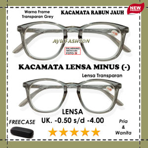 Kacamata Baca Minus (-) Untuk Rabun Jauh Warna Frame Abu Lensa Bening Untuk Pria dan Wanita -0.50 sampai -4.00 Fashion Terbaru Terkini