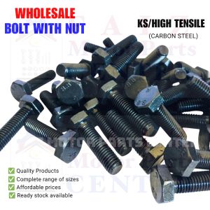 10sets. HIGH TENSILE 10x35mm 10x40mm 10x45mm HEX. CARBON STEEL BOLT WITH NUT -(FINE THREAD)