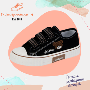 Sepatu Sneakers Kanvas Wanita Casual Sport Shoes Hitam Putih Nextfashion 225