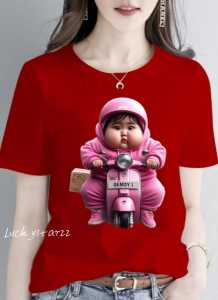 KAOS ATASAN MOTIF GIRLS GEMOY/COTTON COMBED WANITA