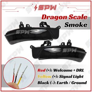 PERODUA Myvi Axia Bezza TOYOTA Wish Prius Mark-X SIDE MIRROR SIGNAL LED DRL Daylight Running Signal Light Side Door Lamp Dragon Scale Fishbone Design Welcome Light Puddle Light Door Light