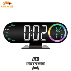 [UEB Mall] LED Desk Alarm Clock with USB Powered Modern Electronic Clocks Mirror Desk Clocks for Heavy Sleepers Adults Teens Kids Seniors