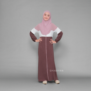 SHABIYAN-422 Gamis Remaja Motif Polos Kombinasi Warna