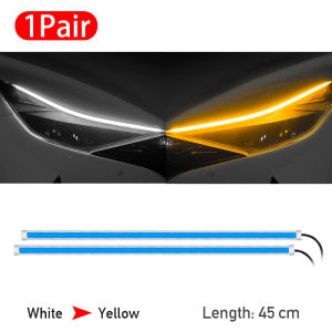 2PCS Ultrafine Cars DRL LED Daytime Running Light Flexible Soft Tube Guide Car LED Strip Auto Waterproof Flowing Turn Signal Guide Strip Headlight Accessories