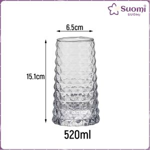 Suomi 520ml Creative Diamond Glasses Cup Juice/Milkshake/Soda Water Glass for Restaurant Bar Milk Tea Use