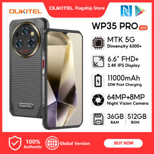 [สต็อกท้องถิ่น] OUKITEL WP35 PRO โทรศัพท์มือถือ5G 36GB + 512GB 6.6Inch 2.4K จอแสดงผล11000 K 64MP + 8MP (กล้องวิชั่น) + 2MP (กล้องมาโคร) 14.9Mm โทรศัพท์ที่บางที่สุด NFC Nano Face ID ลายนิ้วมือแอนดรอยด์14