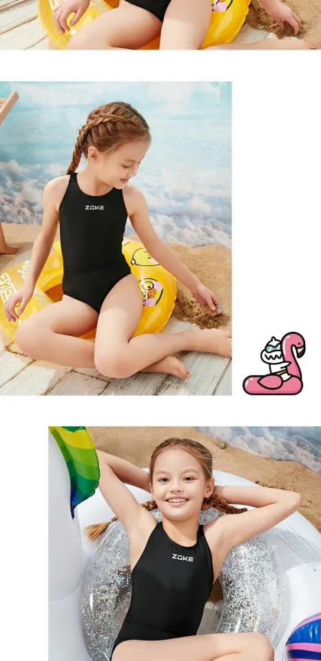 Girls Training Swimwear ZOKE One Piece Professional Swimsuit Teens Premium  Beachwear For Kids Girl 2 To 18 Years Old