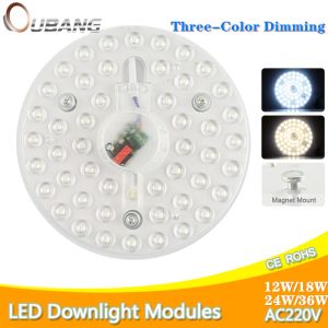 OU BANG Đèn Bảng Ba Tông LED 12W 18W 24W 36W Đèn Mô-đun SMD 2835 Đèn Trần Tròn LED 220V Tiết Kiệm Năng Lượng Đèn Tấm Trong Nhà Tường Ánh Sáng + Điều Khiển Từ Xa
