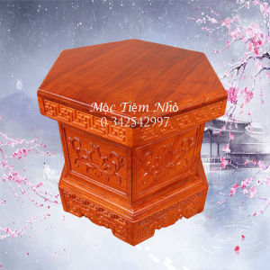 Đôn chiện lục giácĐế kê tượng lục góc gỗ hương cao 30cm