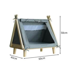 New Elegant Wooden Dog Bed Cat Bed with Fabric Cover for All Breed Sizes Pet Tent with Breathable Mesh Comfortable Pet Bed for Small to Large Dogs