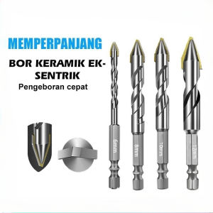 4PCS 6-12mm Mata Bor Eksentrik Superkeras Keramik Tembok Beton Kaca Besi Dll Mata Bor Tungsten Carbide Cross Hex Tile Drill Bit Drill Eksentrik