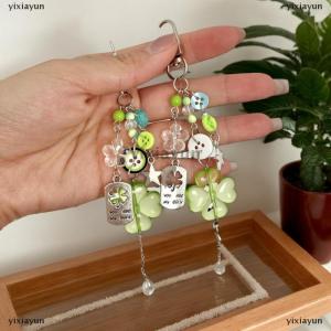 [COD] yixiayun 1 Piece Star Colorful Button Pendant Anime Green Four Leaf Clover Cosplay Keychain Phone Chain Key Chain Jewelry Accessory Props
