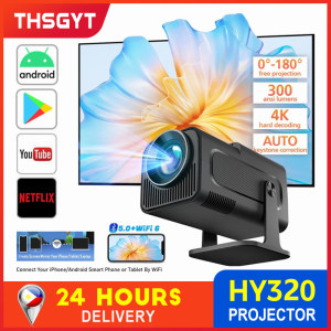 【🔥Buy 2 Get 20% OFF】HY300 Projector 4K Ultra HD Projector 8000 Lumens Proyector Smart TV Android 11.0 OS LED Movie Projector Home Cinema Projector HY320 Wireless WIFI Bluetooth LCD Portable Projector for Cellphone