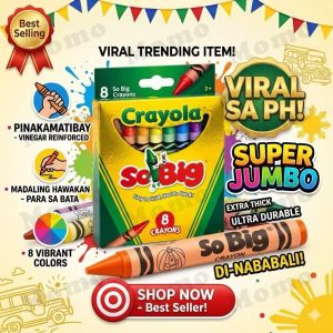 MOMO Crayola Jumbo Crayons Thick Big Crayons Easy Grip for Toddlers Kids Coloring Crayons Non Toxic Washable 8 Colors School Supplies Gift for Kids Preschool Learning Art Supplies Back to School