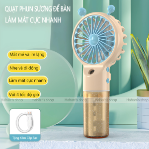 Quạt phun sương mini quạt để bàn hơi nước quạt cầm tay mini 4 tốc độ gió nhỏ gọn cỡ du lịch tiện lợi sạc USB quạt phun sương mini cầm tay siêu mát