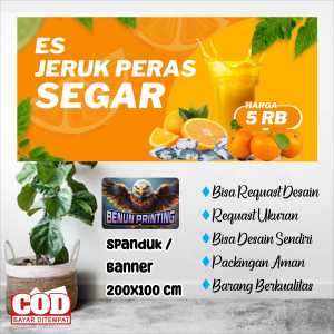 SIZE 200X100 SPANDUK BANNER ES JERUK PERAS MODEL KUNING BISA REQUEST DESAINT