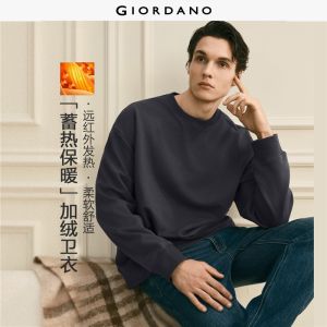 Giordano Men G+ embroidery fleece-lined sweatshirt Free Shipping 01026781