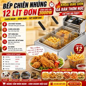 🍟Bếp Chiên Nhúng 12 Lít Đơn Sunny SN03 Bếp Chiên 220V_3000W Chiên Gà Rán Khoai Tây...PVN7810