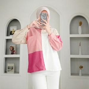 Naresa Shirt - Kemeja Retro Wanita Kekinian Atasan Wanita Lengan Panjang