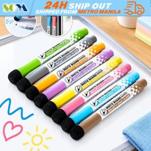 8 Pcs Magnetic Dry Erase Markers with Eraser Cap Fine Tip Low Odor Non-Toxic Long Standby for Office Classroom Home Whiteboard