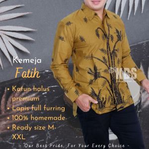 KEMEJA BATIK FATIH PRIA LAPIS FURING BAHAN KATUN CABUT SRAGENAN LENGAN PANJANG KANTOR&KONDANGAN