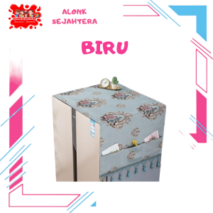 [ALONK.S] Cover Penutup Kulkas Taplak kulkas Multifungsi Alas Penutup Lemari es MOTIF BUNGA CERMIN