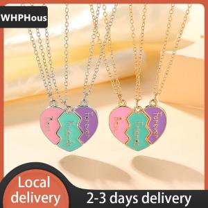 [COD] WHPHous Ship within 24 hours 1 Set BFF Necklaces For Sister BFF Birthday Friendship Jewelry Gifts Best Friend Forever Necklace For 3 Girls Matching Heart Pendant