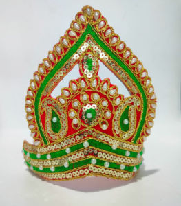 Handmade Crown-Shaped Mukut for Ganesha & Big Idols | Decorative Headpiece for Krishna Sai Baba Lakshmi Durga | Pack of 1 Pc | Available in 2 Sizes