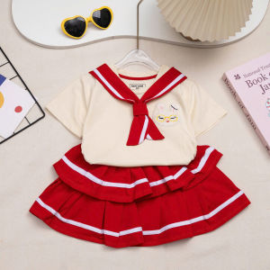 Sét váy bé gái 13kg-38kg chân váy xếp ly Áo thun cotton  hình in dể thương