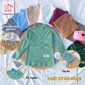 Combo 2 Áo Thun Gân Tăm Dài Tay Cho Bé Cổ Lọ 3 Phân Giữ Nhiệt BX13 Chất Vải Siêu Mềm Siêu Nhẹ Mẫu Áo Basic Phù Hợp Cả Bé Trai Bé Gái - Bé Xinh Shop