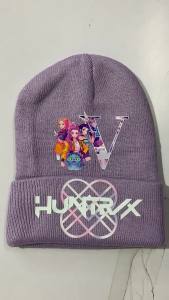 KPOP Demon Hunter Girls Group Knitted Hat Cartoon Letter Print Autumn and Winter Warm Hat Outdoor Wool Hat for Adults