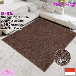 Tren-D-rugs Karpet shaggy kotak persegi polos aesthetic modern 200 cm x 200 cm anti slip permadani jumbo besar alas lantai ruang tamu kamar tidur keluarga big size tinggi bulu 25 mm tebal minimalis - NMs