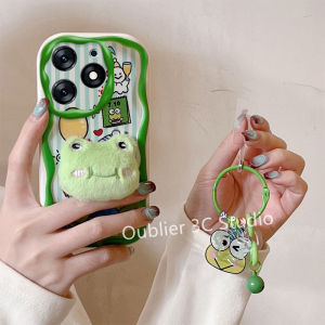 Casing Infinix Hot 40i 40 Pro 30i 30 Play Note 30 4G 5G Phone Case New Design Cute Cartoon Frog Coal Ball Plush Doll Cream Border Soft Cover with Pendant Ring 2024